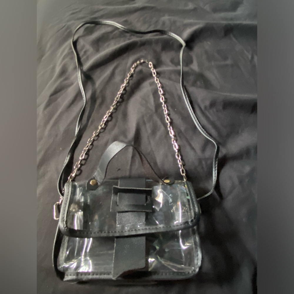 Clear 2 Chain 1 Handle Bag; Size S; Perfect For Concerts